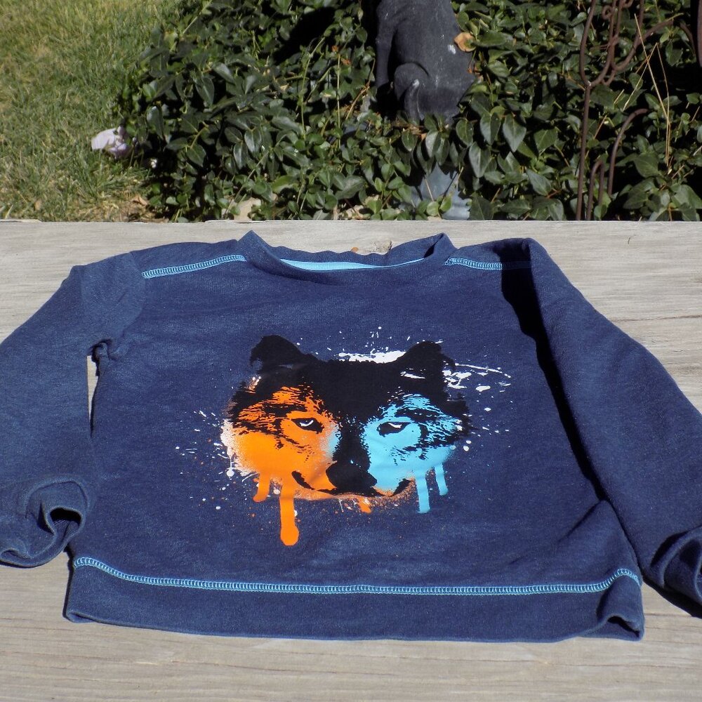 Cat and Jack Wolf Sweat Shirt 6/7 Size Wolf Wildlife